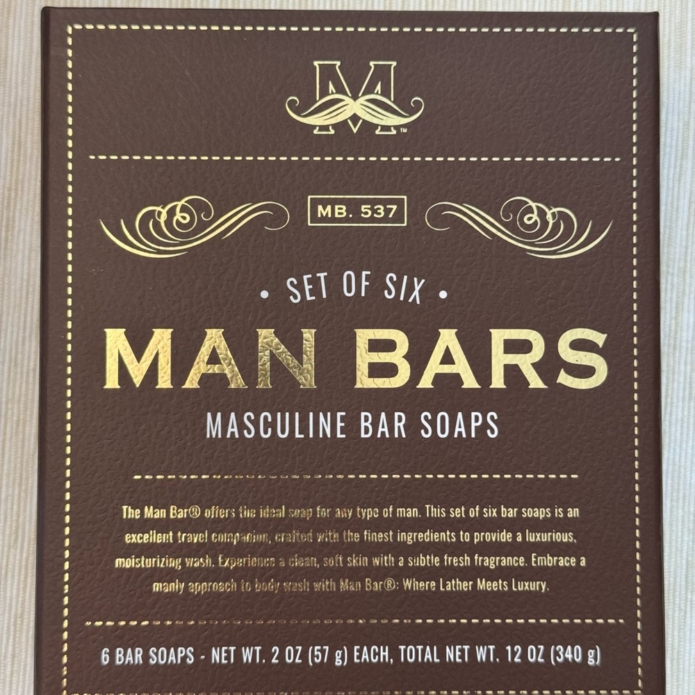 Set of Six Masculine Bar Soaps - Brown and Gold